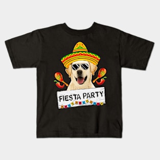 Funny Party Cute Labrador Retriever Dog Sombrero Kids T-Shirt